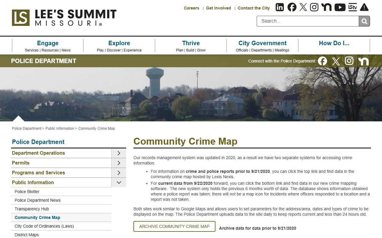 Lee's Summit Police official website for busted mugshots information