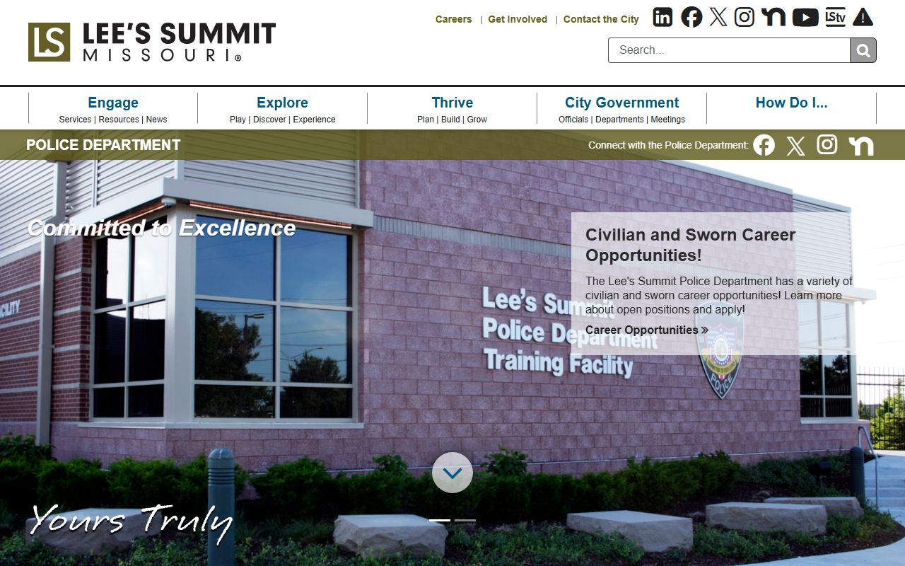 Lee's Summit Police Department homepage for busted mugshots and records