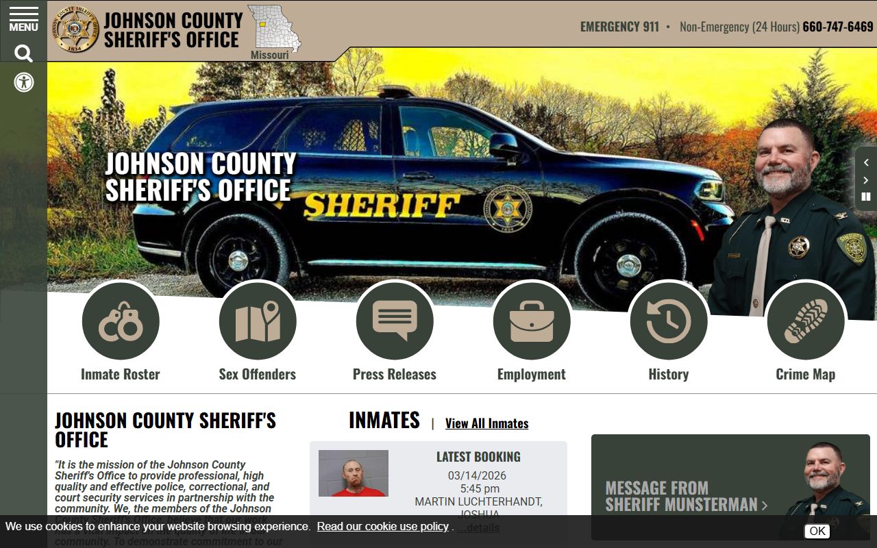 Jackson County Sheriff Office homepage for busted mugshots and arrest records