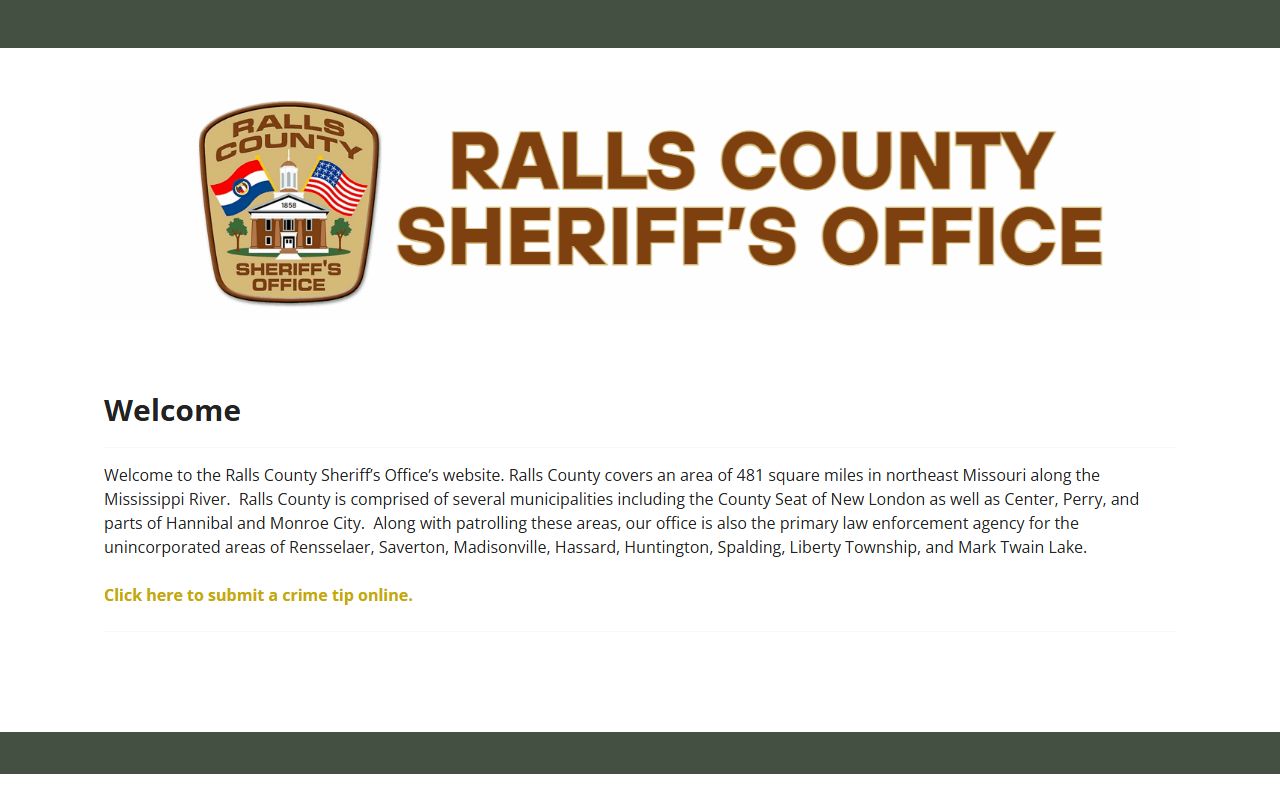 Ralls County Sheriff Office homepage for busted mugshots and arrest records