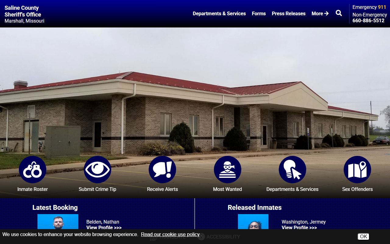 Saline County Sheriff Office homepage for busted mugshots and arrest records