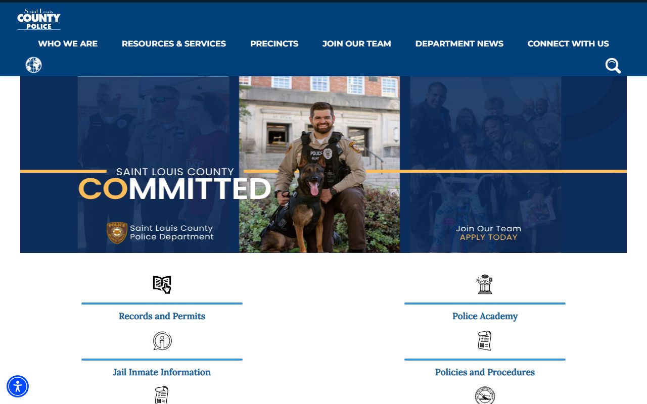 St. Louis County Police Department homepage for busted mugshots and arrest records