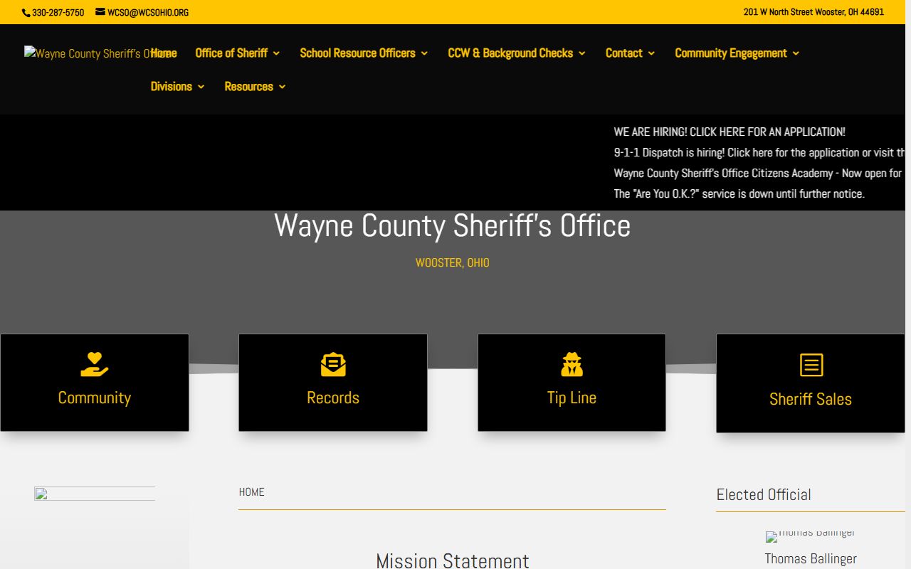 Wayne County Sheriff Office homepage for busted mugshots and arrest records